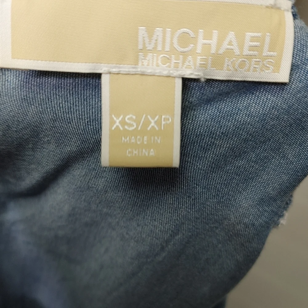 Michael Kors tie-front lightweight denim top XS - Picture 12 of 13